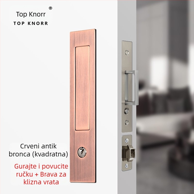 DJL-10200 Skrivena ključavnica za kapsna klizna vrata, tip kuka, cinkova legura, elektroplating