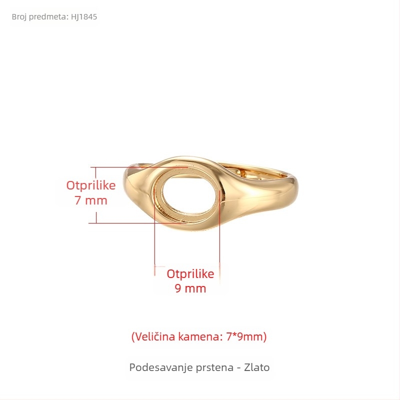 Baza prstena od bakra s prilagodljivim otvorom, ovalni oblik, unisex originalni dizajn, elektroplatirani završni sloj