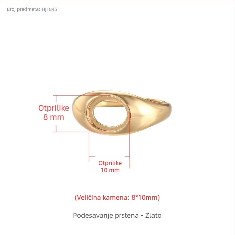 Baza prstena od bakra s prilagodljivim otvorom, ovalni oblik, unisex originalni dizajn, elektroplatirani završni sloj