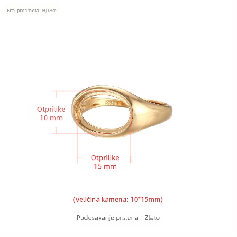 Baza prstena od bakra s prilagodljivim otvorom, ovalni oblik, unisex originalni dizajn, elektroplatirani završni sloj