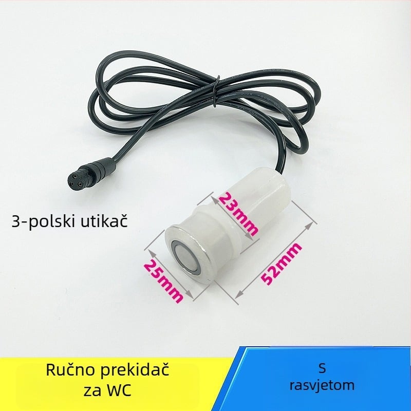 Kontroler pulsnog ventila za WC – PVC, sve-u-jednom ploča, model AC-001, način ispiranja, gumb za ispiranje na vrhu