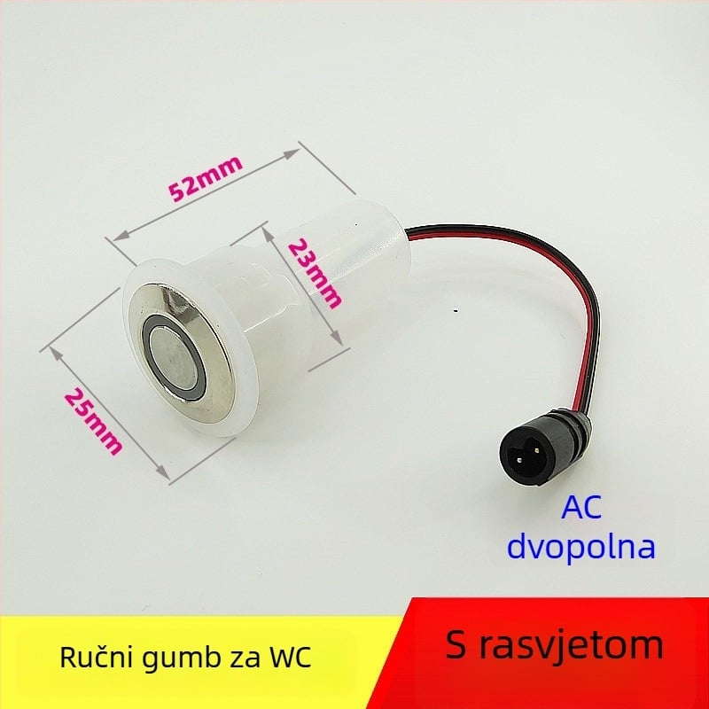Kontroler pulsnog ventila za WC – PVC, sve-u-jednom ploča, model AC-001, način ispiranja, gumb za ispiranje na vrhu