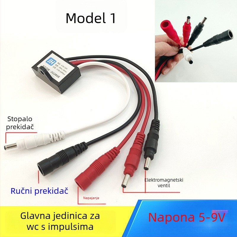 Kontroler pulsnog ventila za WC – PVC, sve-u-jednom ploča, model AC-001, način ispiranja, gumb za ispiranje na vrhu