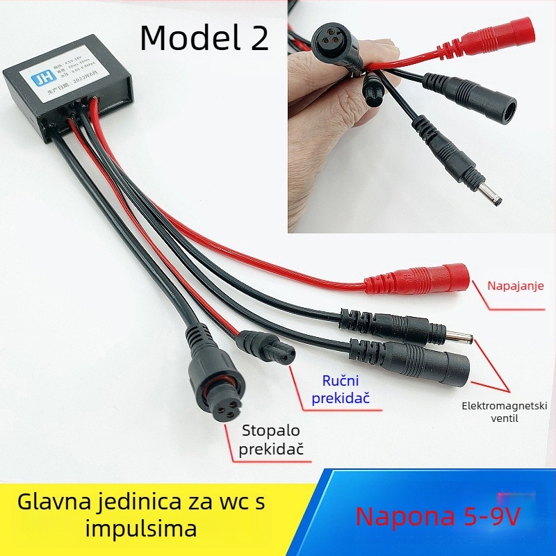 Kontroler pulsnog ventila za WC – PVC, sve-u-jednom ploča, model AC-001, način ispiranja, gumb za ispiranje na vrhu