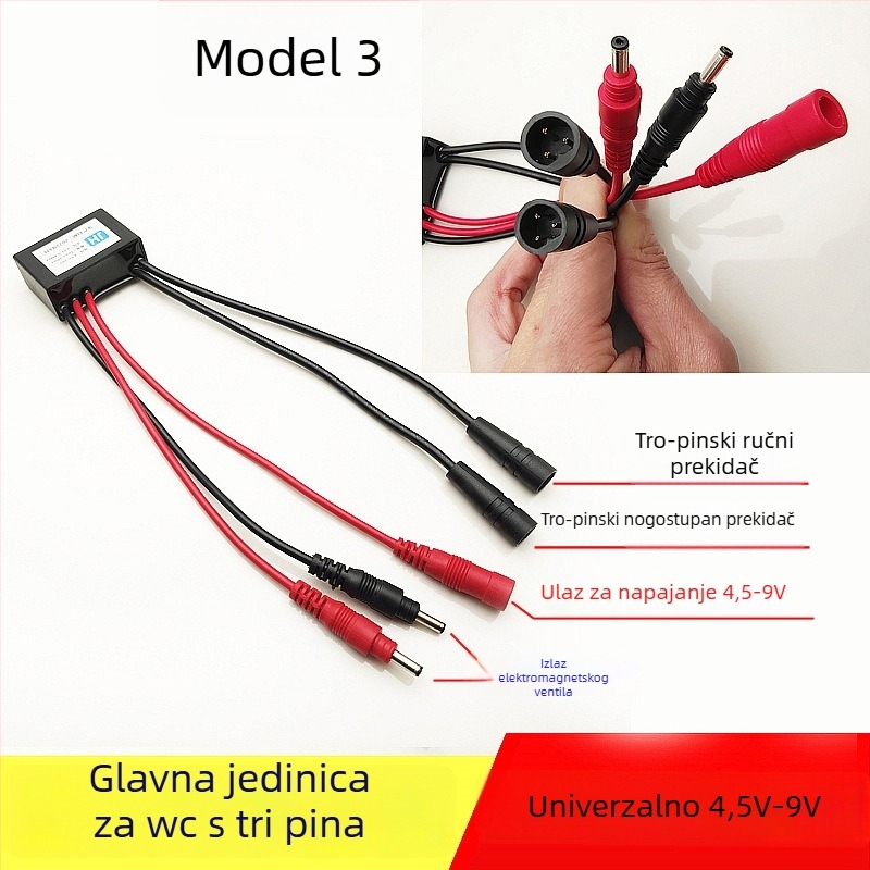 Kontroler pulsnog ventila za WC – PVC, sve-u-jednom ploča, model AC-001, način ispiranja, gumb za ispiranje na vrhu
