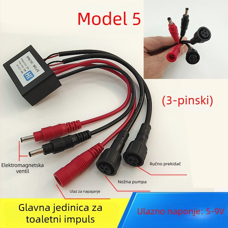 Kontroler pulsnog ventila za WC – PVC, sve-u-jednom ploča, model AC-001, način ispiranja, gumb za ispiranje na vrhu