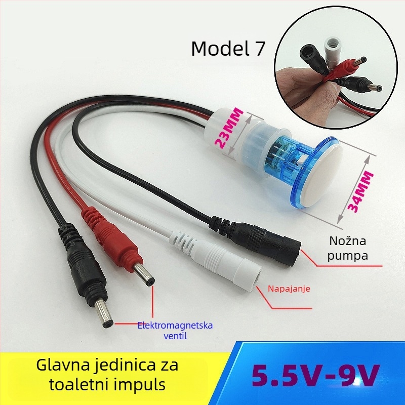 Kontroler pulsnog ventila za WC – PVC, sve-u-jednom ploča, model AC-001, način ispiranja, gumb za ispiranje na vrhu