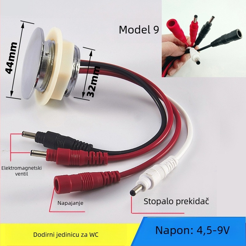 Kontroler pulsnog ventila za WC – PVC, sve-u-jednom ploča, model AC-001, način ispiranja, gumb za ispiranje na vrhu