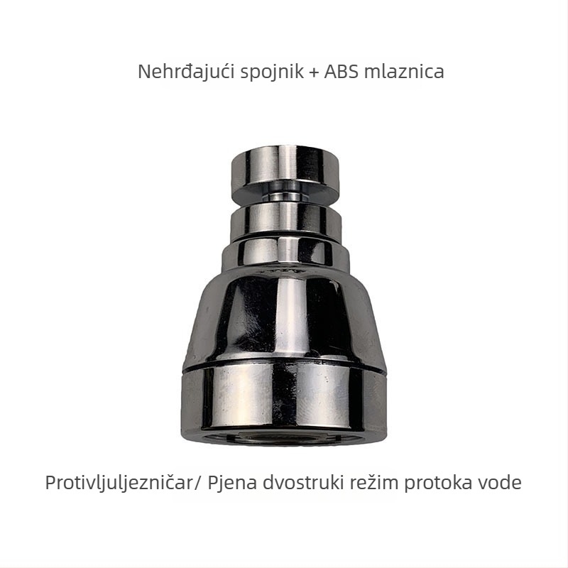 Filtrska mlaznica za slavinu, nehrđajući čelik, univerzalno rotirajući izlaz s tri razine, kapica protiv prskanja i produženje