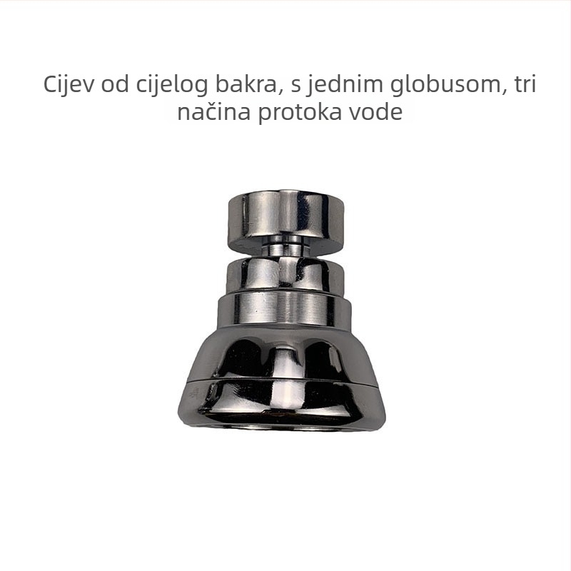 Filtrska mlaznica za slavinu, nehrđajući čelik, univerzalno rotirajući izlaz s tri razine, kapica protiv prskanja i produženje