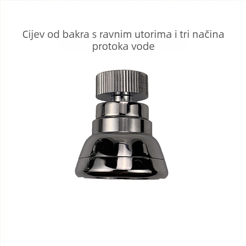 Filtrska mlaznica za slavinu, nehrđajući čelik, univerzalno rotirajući izlaz s tri razine, kapica protiv prskanja i produženje