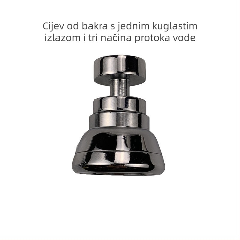 Filtrska mlaznica za slavinu, nehrđajući čelik, univerzalno rotirajući izlaz s tri razine, kapica protiv prskanja i produženje