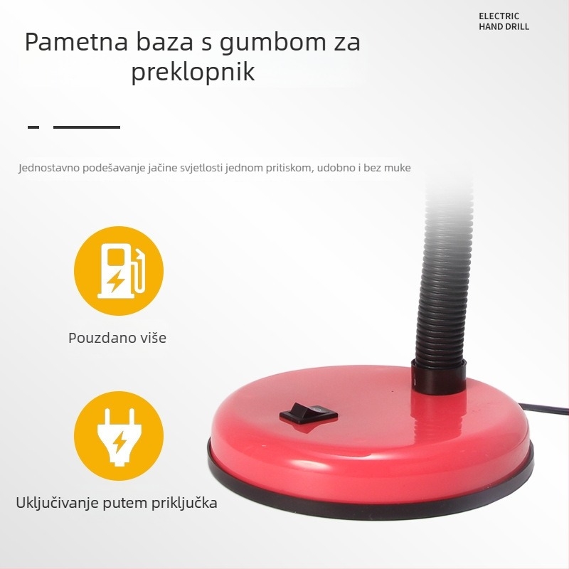 Stolna lampa za učenje s držačem za pisaće olovke (CRI ≥95; metalno sjenilo; inteligentna kontrola; 220V; gumb prekidač)