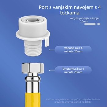 Produžni nastavak za slavinu za kupaonicu, nehrđajući čelik, brzo spajanje, elektroplatirani završni sloj, jednoručno ili dvostruko upravljanje, 0–100°C