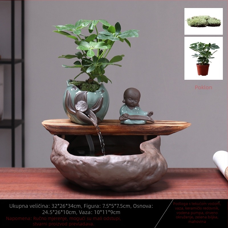 Keramički Feng Shui točak s tokom vode – ukras za bogatstvo, ručno izrađeno, glazirano, novi kineski stil, marka Lotus
