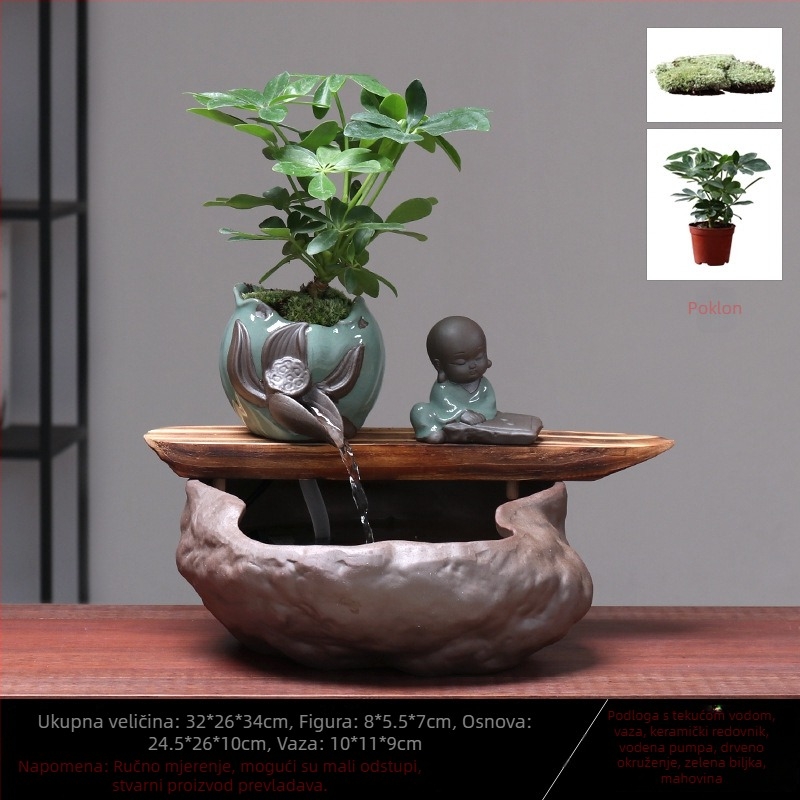 Keramički Feng Shui točak s tokom vode – ukras za bogatstvo, ručno izrađeno, glazirano, novi kineski stil, marka Lotus