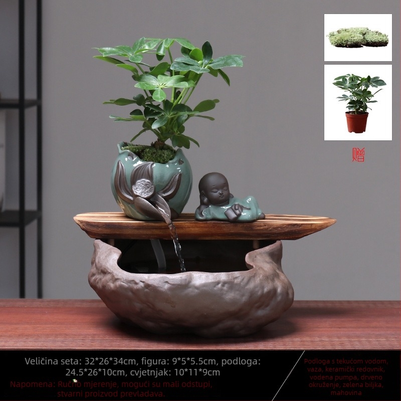 Keramički Feng Shui točak s tokom vode – ukras za bogatstvo, ručno izrađeno, glazirano, novi kineski stil, marka Lotus