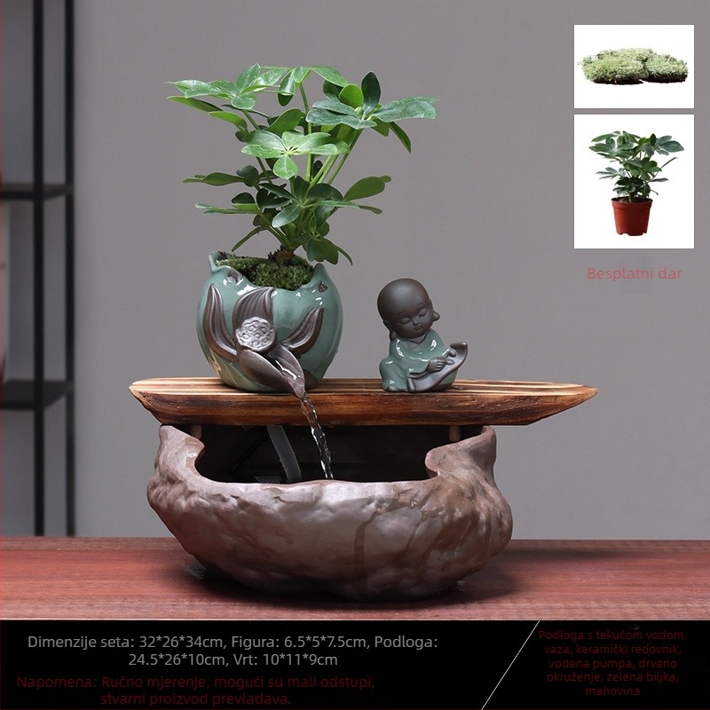 Keramički Feng Shui točak s tokom vode – ukras za bogatstvo, ručno izrađeno, glazirano, novi kineski stil, marka Lotus