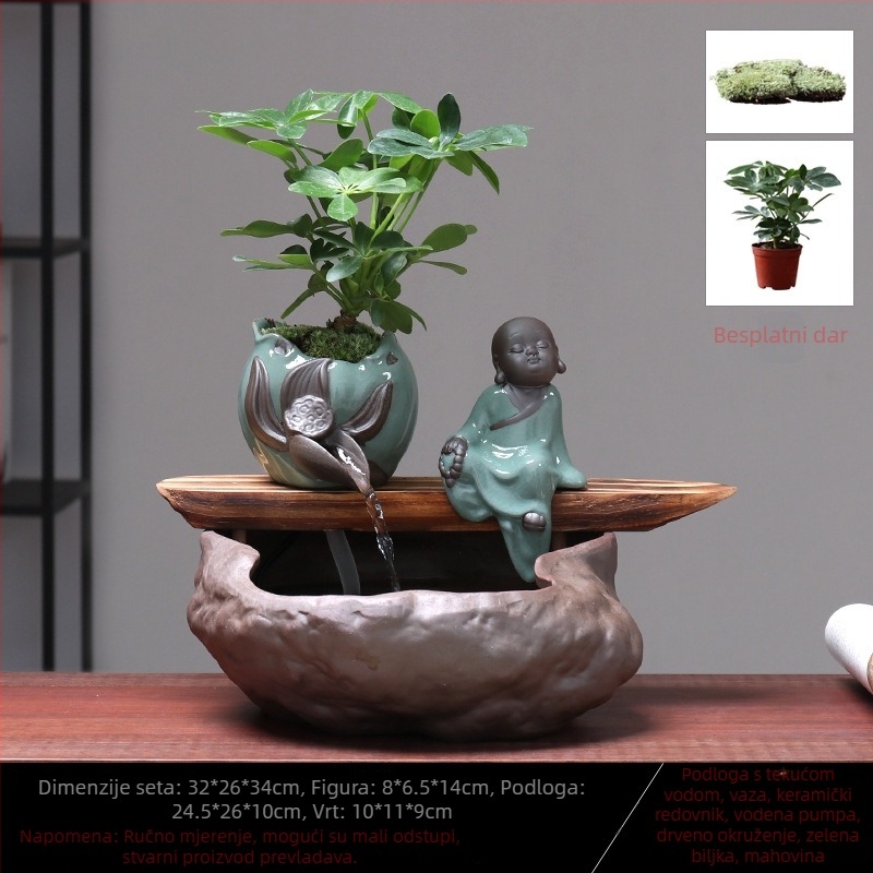 Keramički Feng Shui točak s tokom vode – ukras za bogatstvo, ručno izrađeno, glazirano, novi kineski stil, marka Lotus