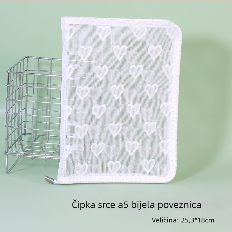 Album sa slobodnim listovima, prozirni PVC omot u obliku srca, 3-rupe povezivanje