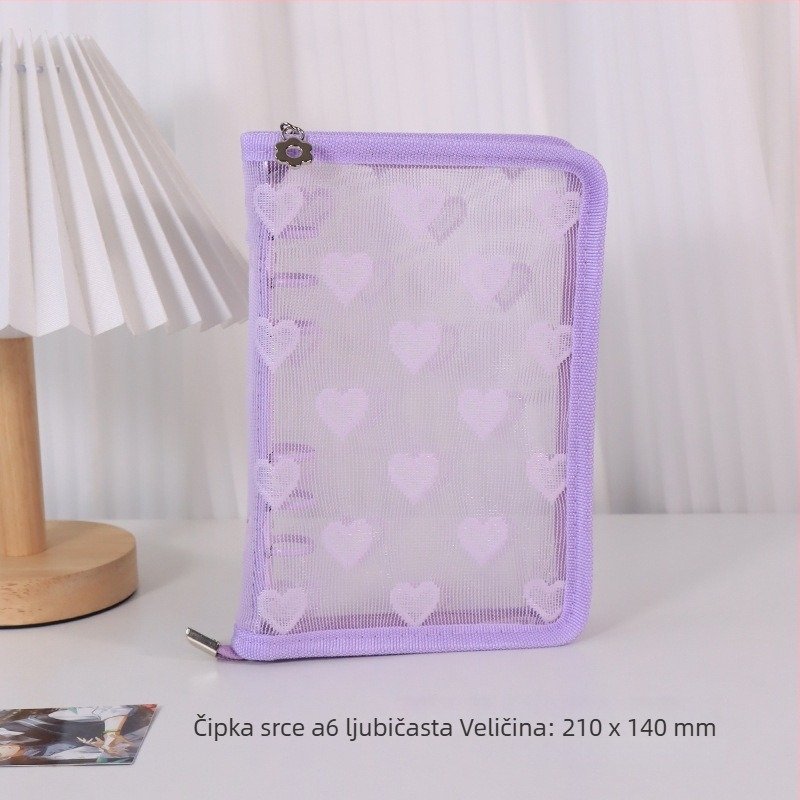 Album sa slobodnim listovima, prozirni PVC omot u obliku srca, 3-rupe povezivanje