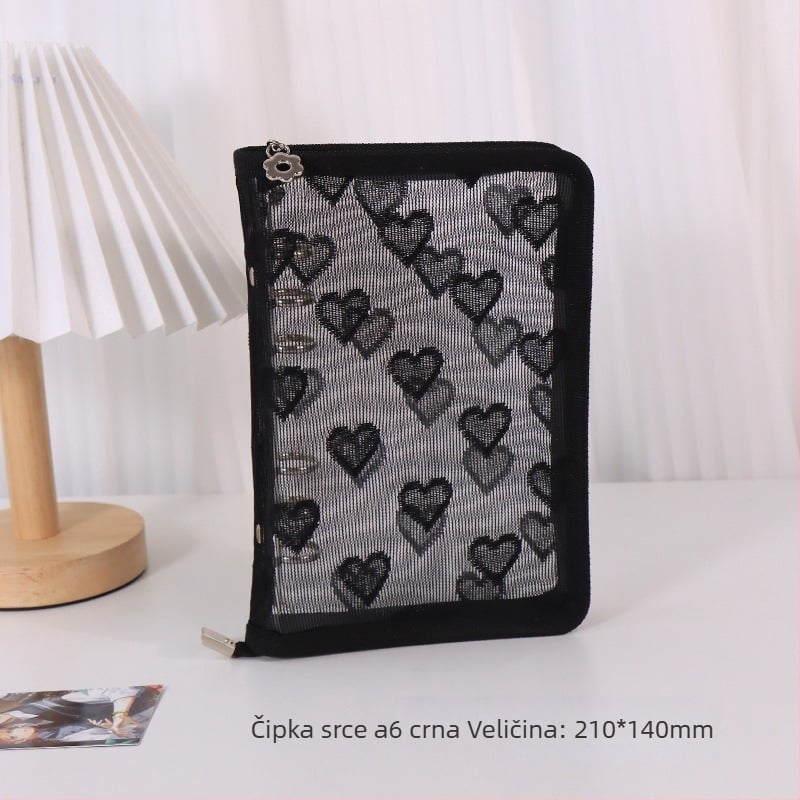 Album sa slobodnim listovima, prozirni PVC omot u obliku srca, 3-rupe povezivanje