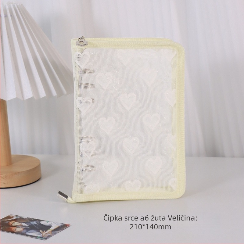Album sa slobodnim listovima, prozirni PVC omot u obliku srca, 3-rupe povezivanje