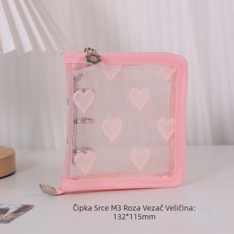 Album sa slobodnim listovima, prozirni PVC omot u obliku srca, 3-rupe povezivanje