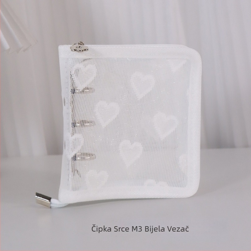 Album sa slobodnim listovima, prozirni PVC omot u obliku srca, 3-rupe povezivanje