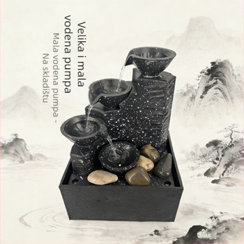 Stolni fontan za dnevni boravak i kućnu radnu površinu — vodeni tok za privlačenje bogatstva, dekorativni pejzaž; materijali: plastika i smola; kategorija: resin crafts; šifra proizvoda: 6fhyfnt8