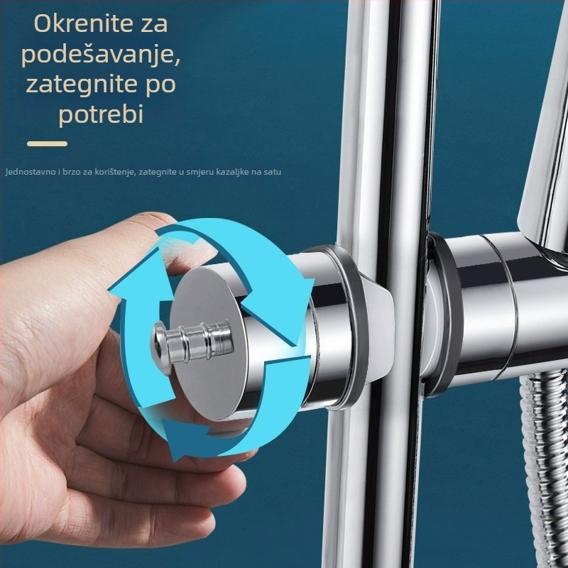 Držač za tuš s dizalom šipke, univerzalno bez bušenja, podesiva donja sjednica i klizni omotač — Carpenter Ding