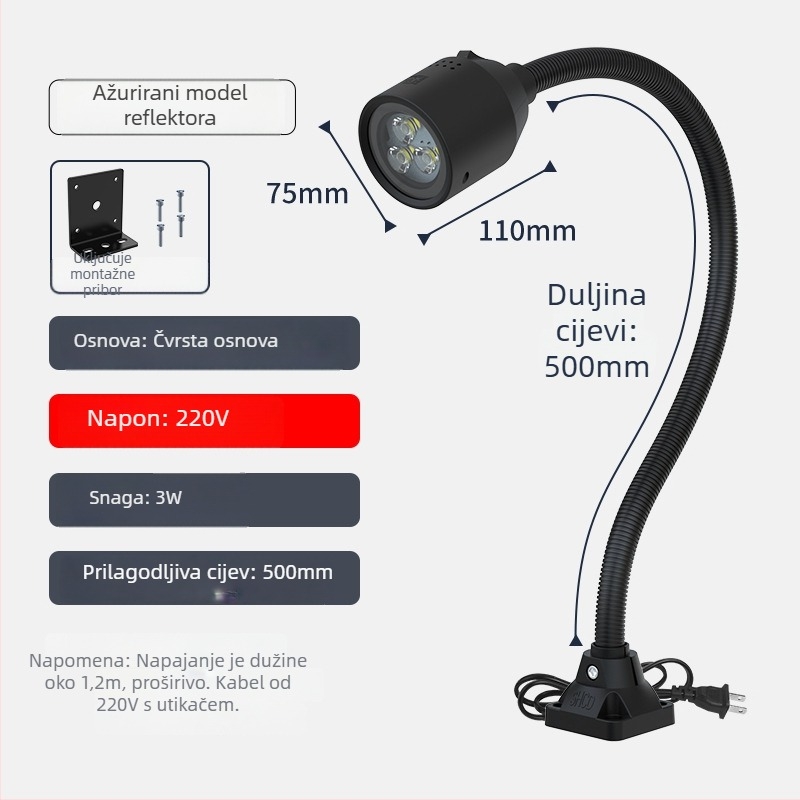LED radna svjetiljka za strojeve s magnetskom bazom i fleksibilnim crijevom za tokarski stroj