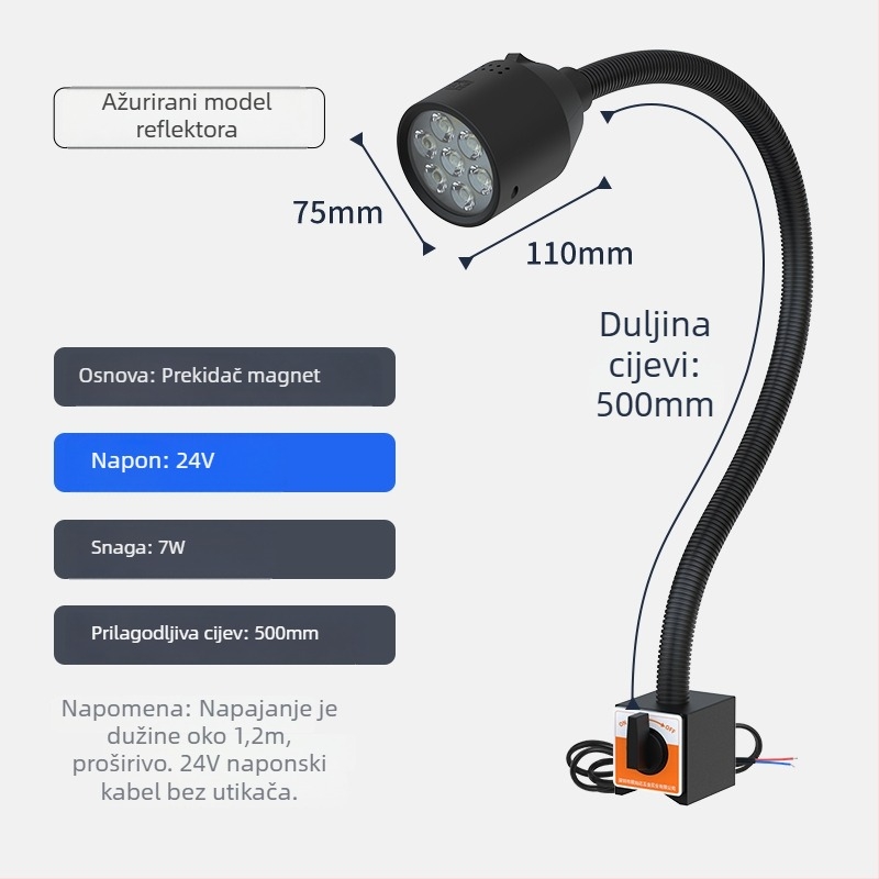 LED radna svjetiljka za strojeve s magnetskom bazom i fleksibilnim crijevom za tokarski stroj