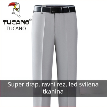Muške casual hlače od pamuka, ravnog kroja, visokim strukom, bez glačanja