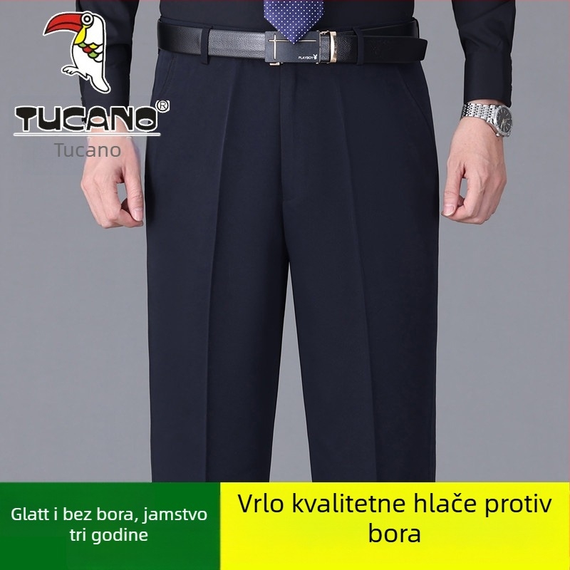 Muške casual hlače od pamuka, ravnog kroja, visokim strukom, bez glačanja