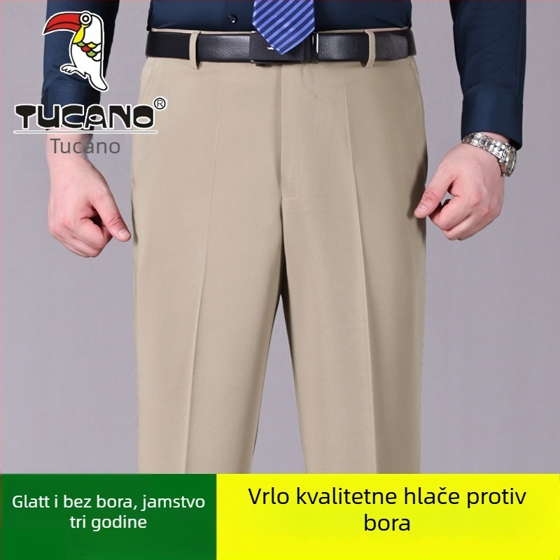 Muške casual hlače od pamuka, ravnog kroja, visokim strukom, bez glačanja