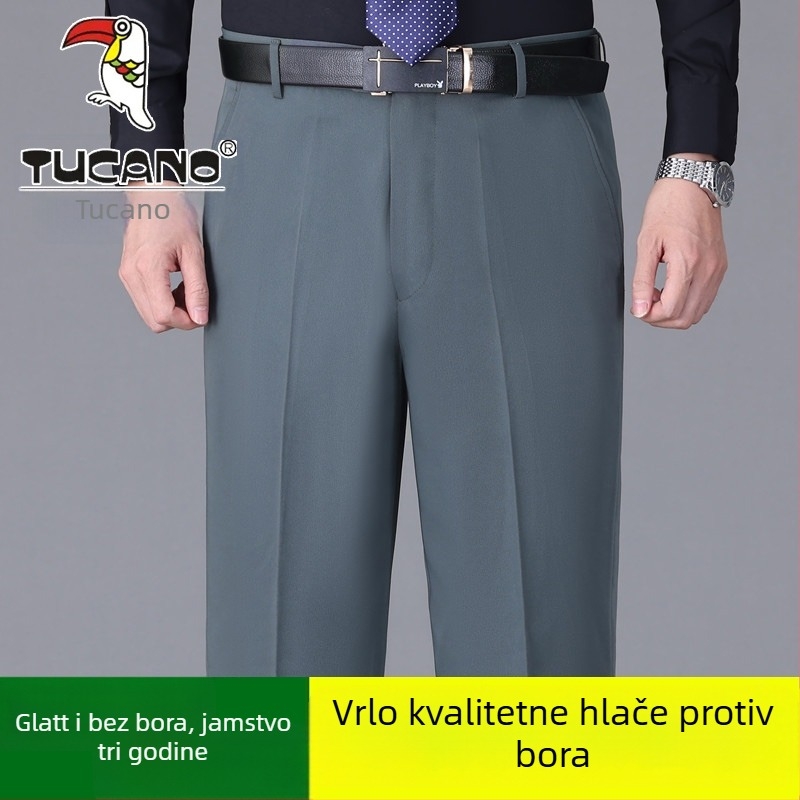 Muške casual hlače od pamuka, ravnog kroja, visokim strukom, bez glačanja