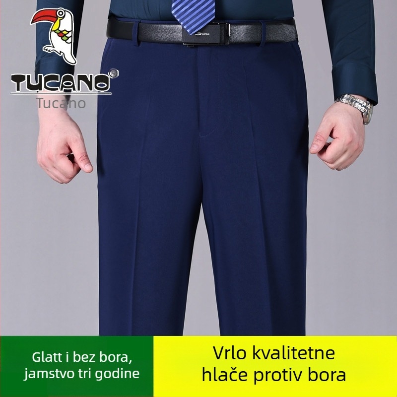 Muške casual hlače od pamuka, ravnog kroja, visokim strukom, bez glačanja
