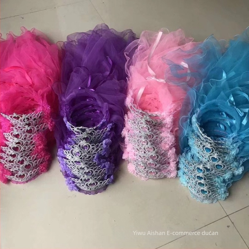 Dječja kruna s veliom za glavu, mrežasti materijal, crtani stil, unisex, dvostruki sloj, mogućnost prilagodbe