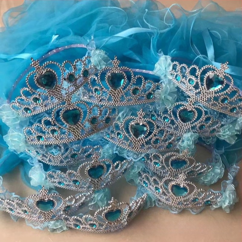 Dječja kruna s veliom za glavu, mrežasti materijal, crtani stil, unisex, dvostruki sloj, mogućnost prilagodbe