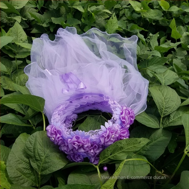 Dječja kruna s veliom za glavu, mrežasti materijal, crtani stil, unisex, dvostruki sloj, mogućnost prilagodbe