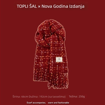 Šal kariranog uzorka, warp-knit pletenje, imitacija kašmira, 100% poliester, zimska toplina