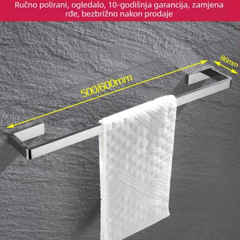 Zidni držač za ručnike, od 304 nehrđajućeg čelika, s oglednim završetkom, dvodijelni set za kupaonicu