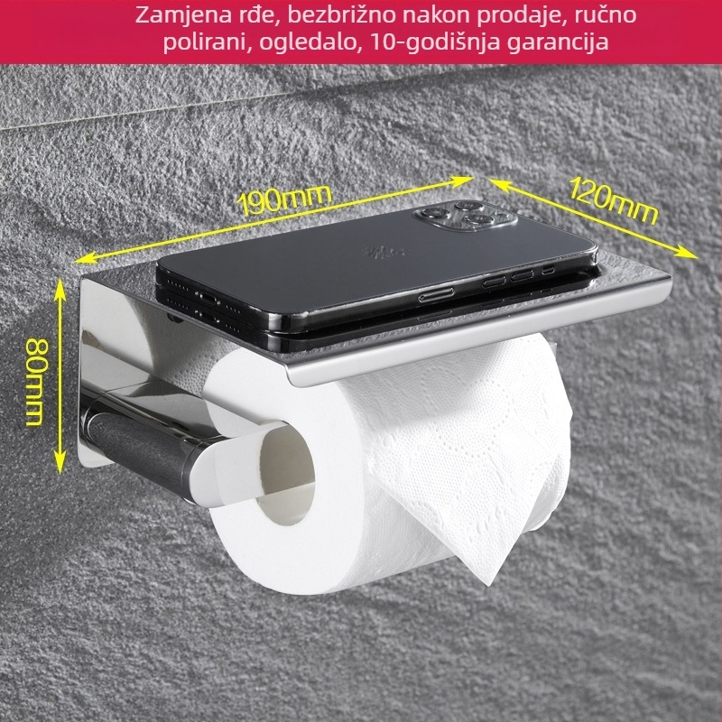 Zidni držač za ručnike, od 304 nehrđajućeg čelika, s oglednim završetkom, dvodijelni set za kupaonicu