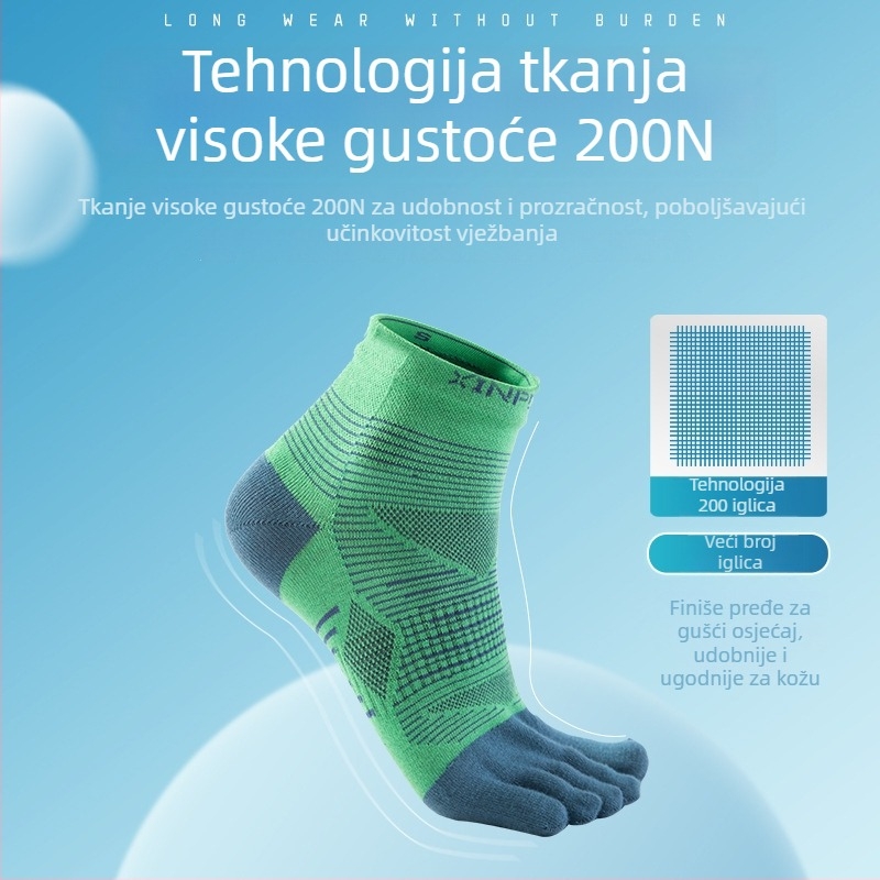 XINPOR petoprstne čarape za trčanje, Coolmax, brzo suše, protiv žuljeva, protuklizne, antibakterijske, upijaju znoj, unisex, srednje duljine