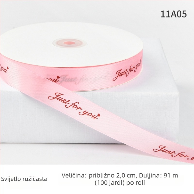 Jiahua satenska traka s engleskim slovima za Valentinovo – pakiranje poklona i buketi, DIY
