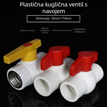 Plastična ventila za vodovodnu cijev, navoj, kuglični ventil, ravnomjerni tok, model 3201, higijenska kategorija
