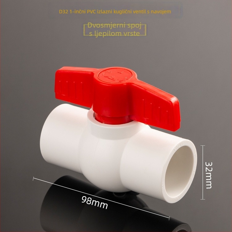 Plastična ventila za vodovodnu cijev, navoj, kuglični ventil, ravnomjerni tok, model 3201, higijenska kategorija