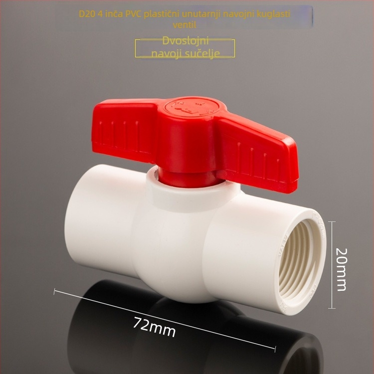 Plastična ventila za vodovodnu cijev, navoj, kuglični ventil, ravnomjerni tok, model 3201, higijenska kategorija