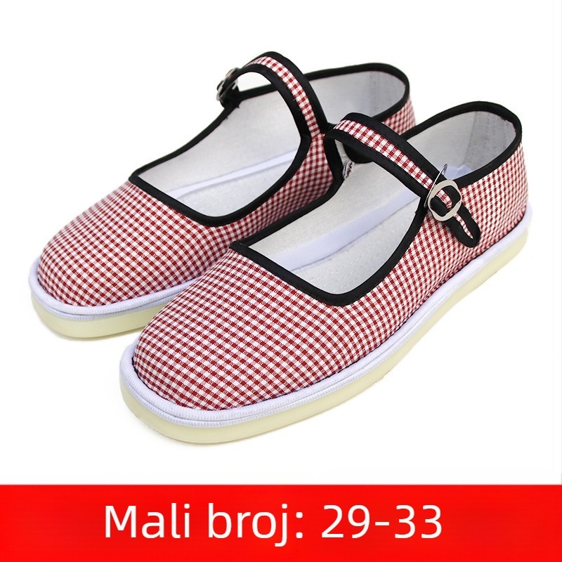 Ručno izrađene plesne cipele za djevojčice, gornji dio od semiša, potplat od teleće tetive, jednofarbni dizajn, nacionalnog stila, za uzrast 7–16 godina